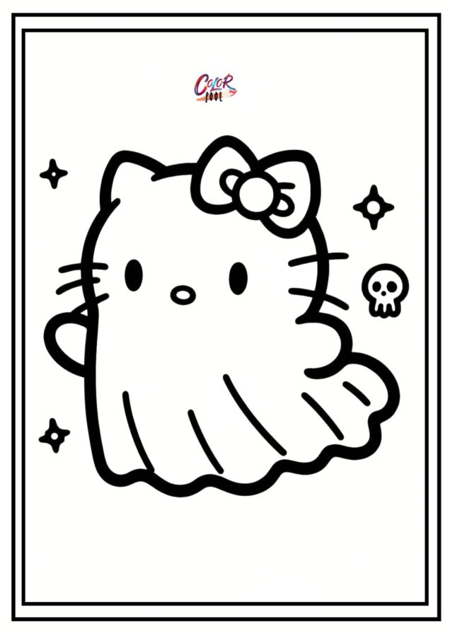 Hello kitty halloween coloring pages free	for school use