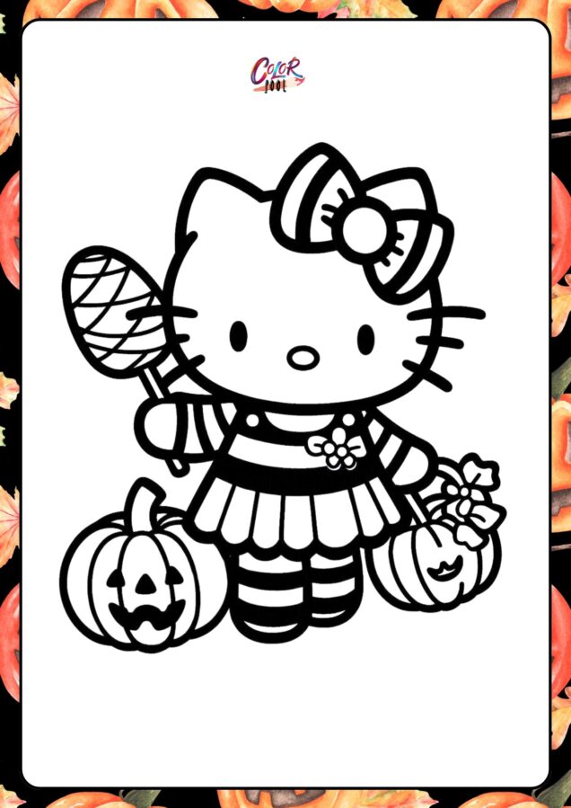 Free Hello Kitty with a Candy Corn Dress Printbles for kids