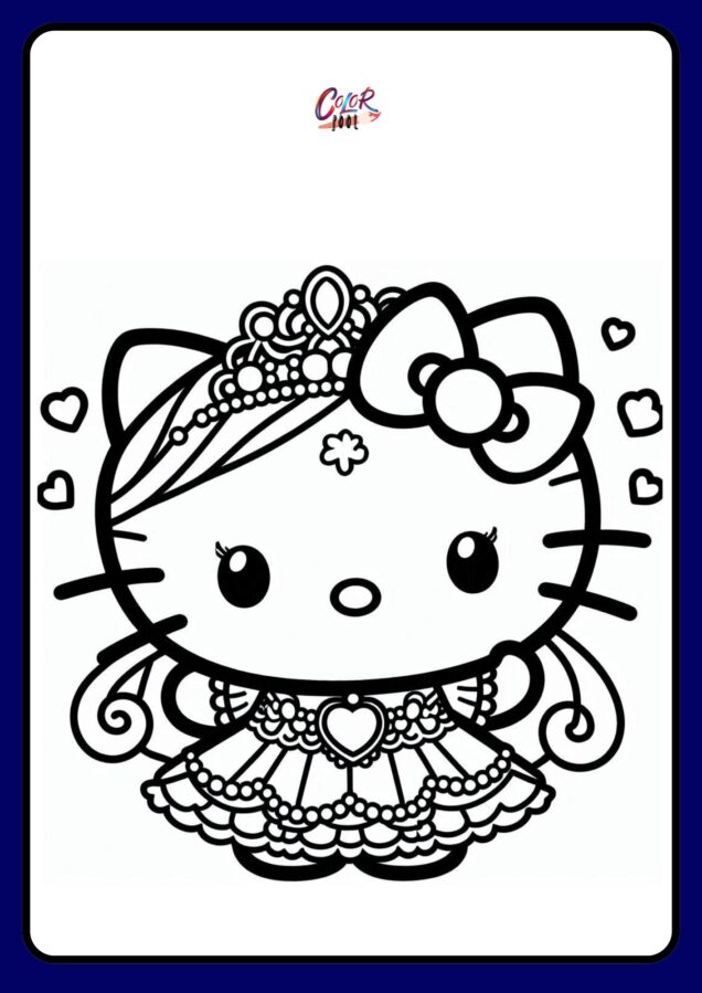 coloring pages hello kitty princess for kids