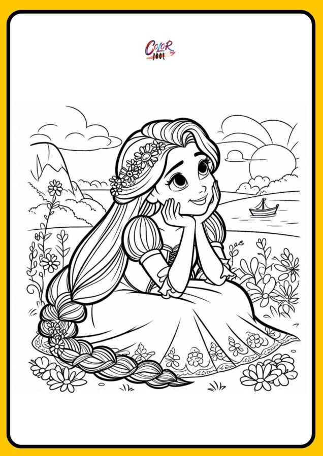 free coloring pages princess rapunzel drawing