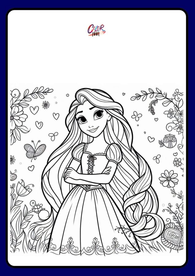 free coloring pages princess rapunzel​ drawing