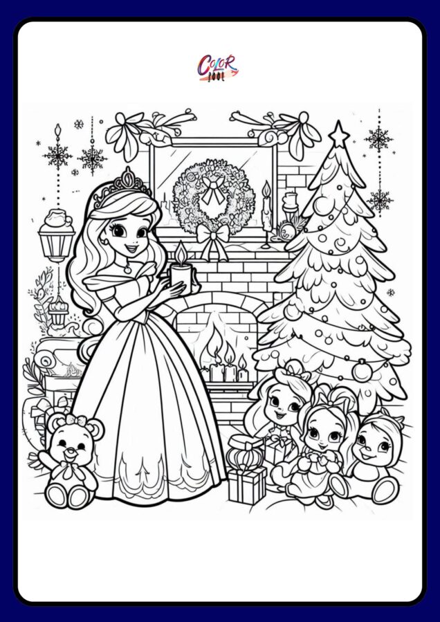 disney princess christmas coloring pages holding candles