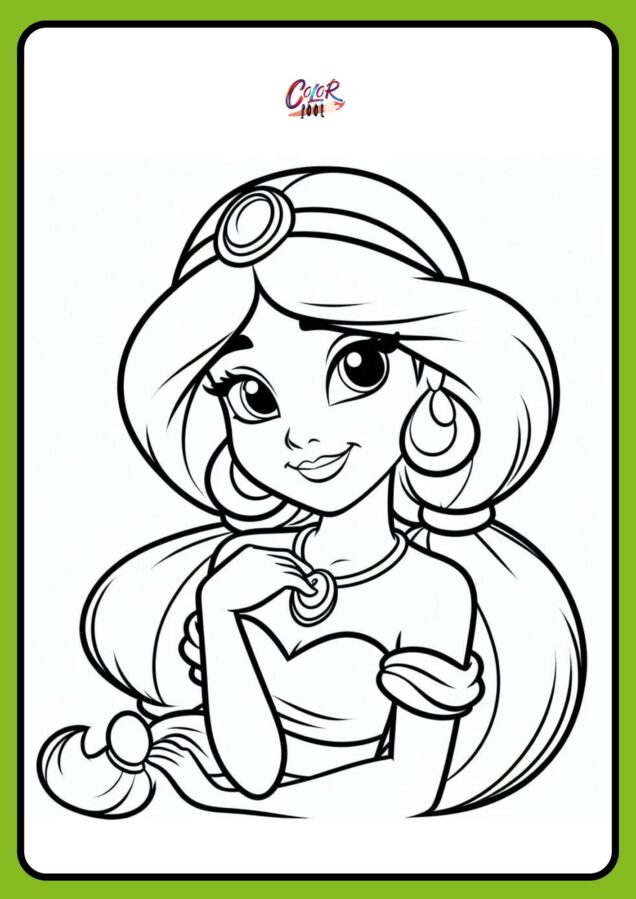 easy disney princess jasmine coloring pages