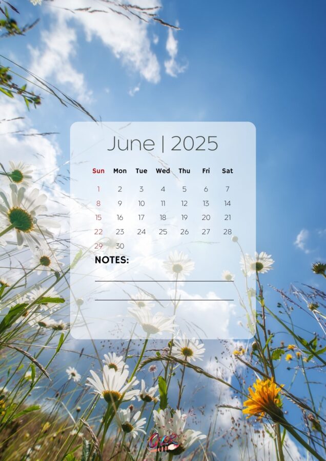 Minimalistic June 2025 Monthly Calendar