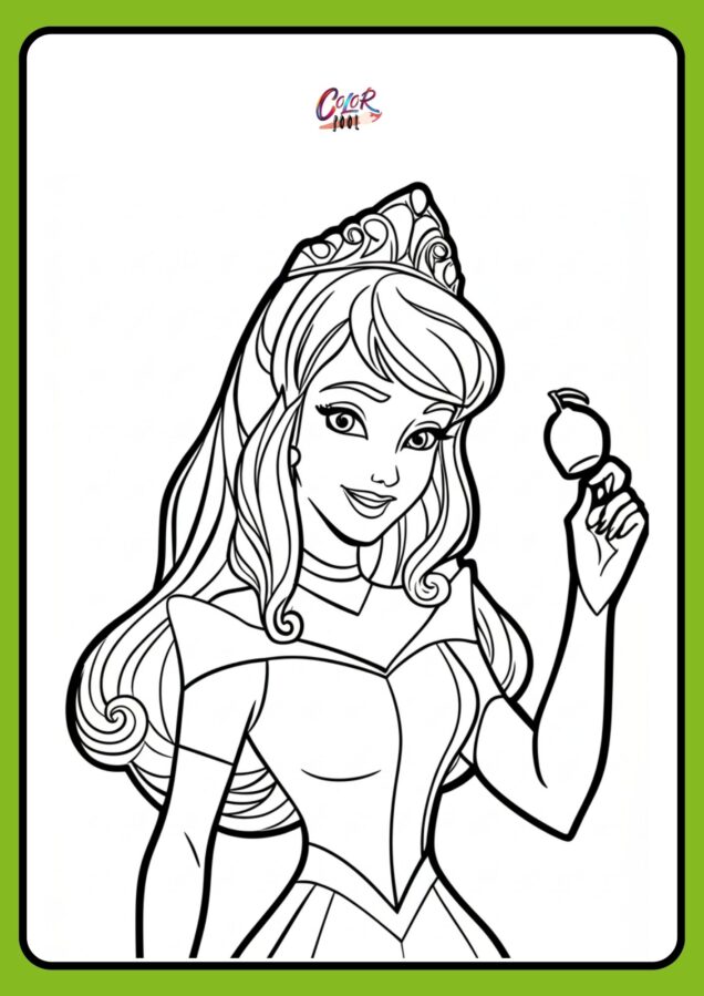 easy princess aurora coloring page