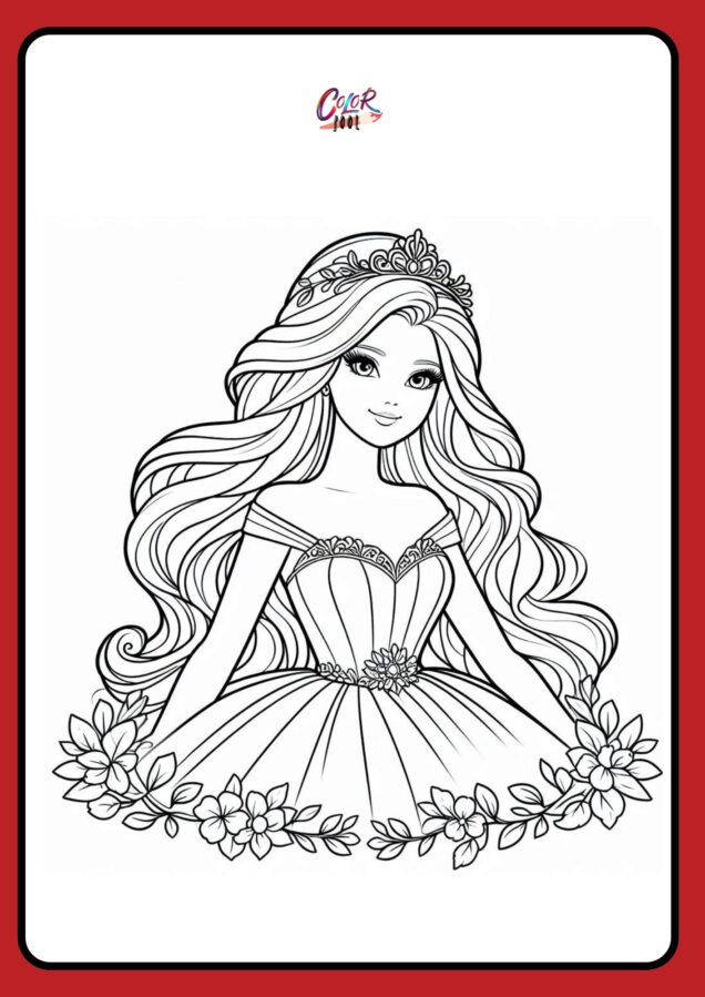 simple princess barbie coloring pages for kids