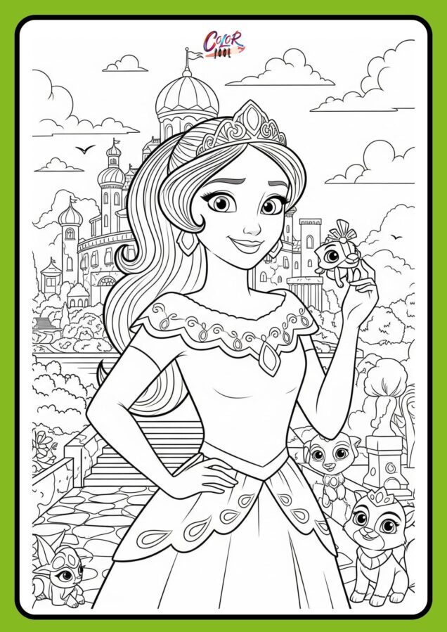 princess elena coloring pages​ standing outside the palace