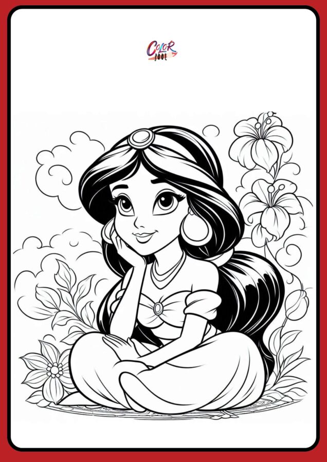 jasmine princess free coloring pages printables