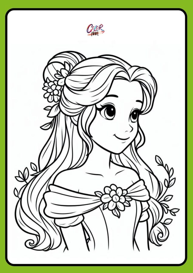 belle the princess beautiful outline.