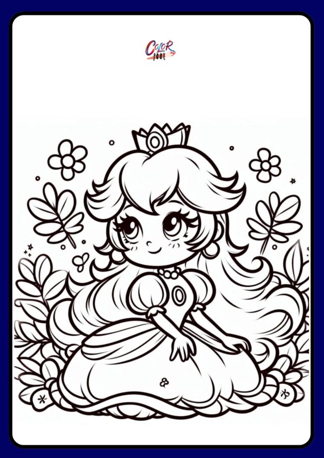 mario peach sitting in the garden printables